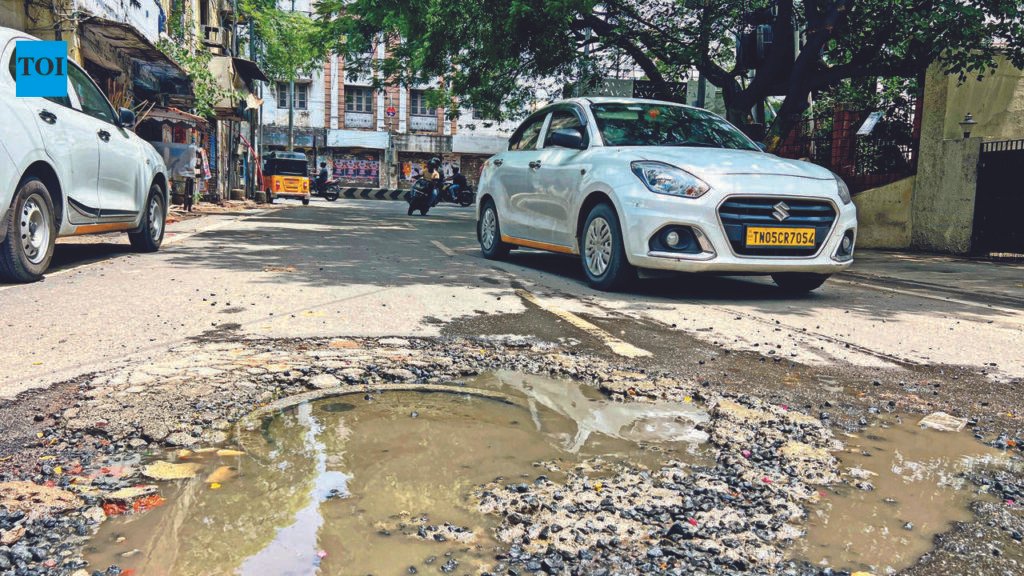 Chennai roads crumble as re-laying remains on hold | Chennai News
