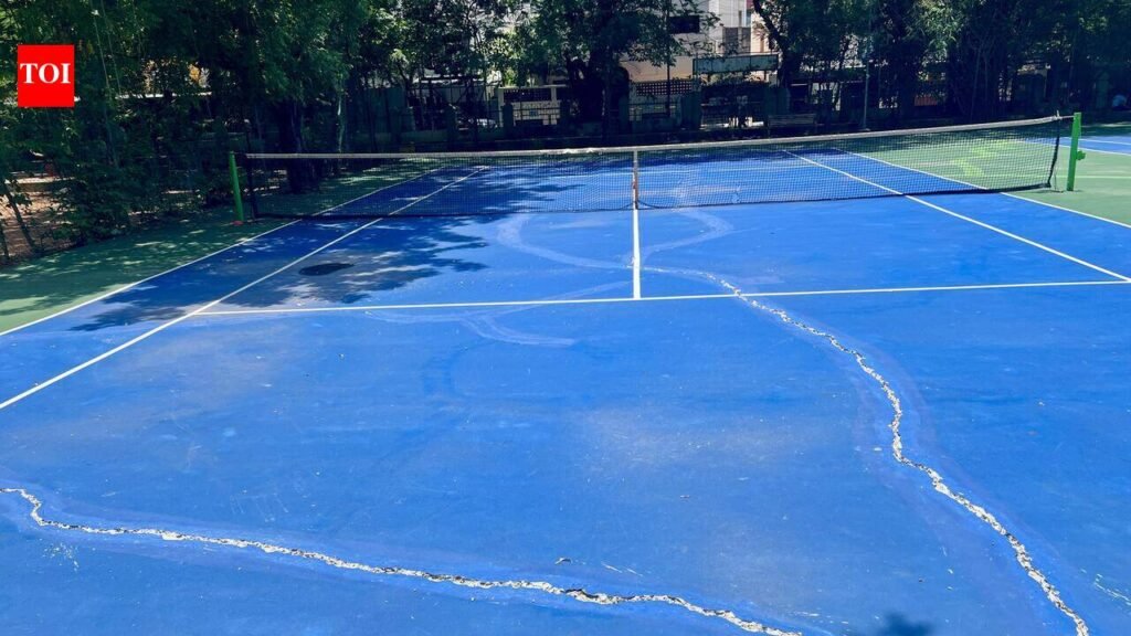 Cracks appear on Anna Nagar tennis court before first serve