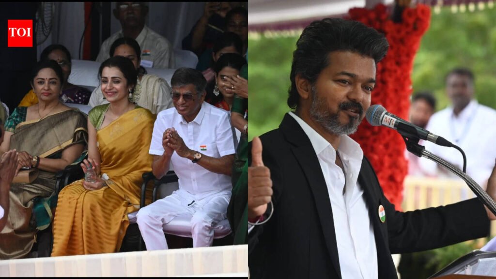 Actress Trisha Krishnan sits with CM Vijay’s parents in front row at TN’s Independence Day event