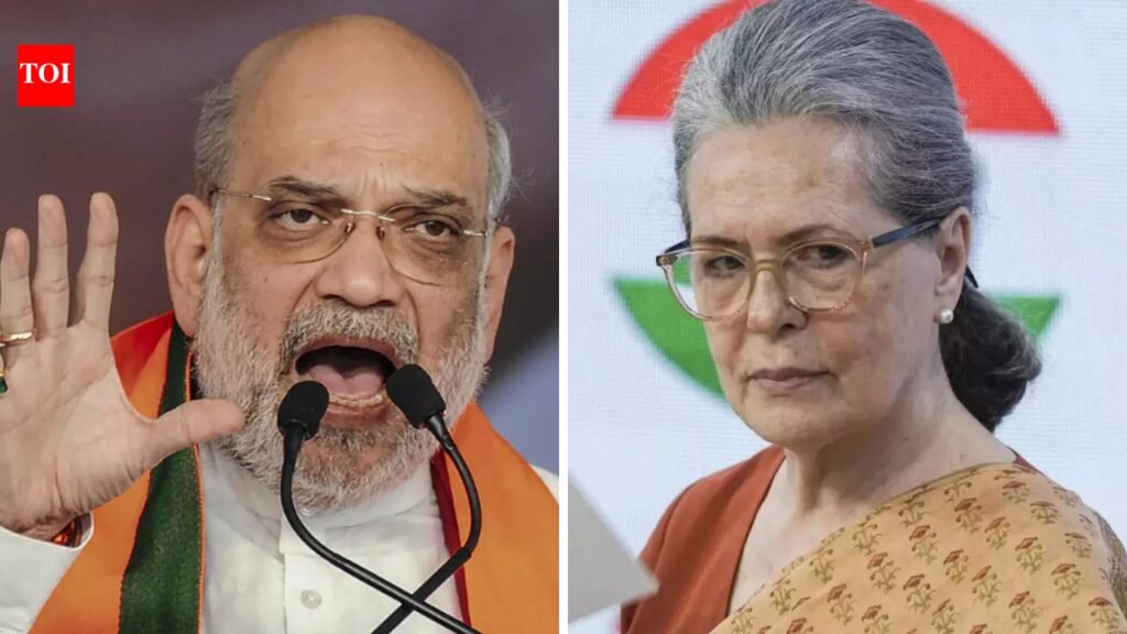 Amit Shah takes ‘sin’ jibe at Sonia; Congress says minister ‘diverting attention’