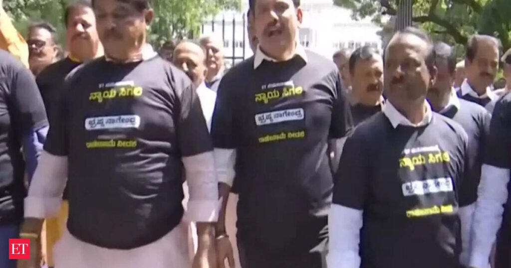 Karnataka BJP marches to Vidhana Soudha, demands minister B Nagendra’s resignation