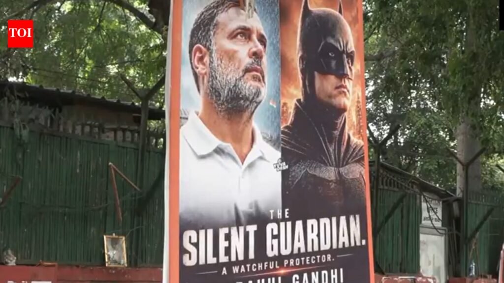 ‘Silent guardian’: Rahul Gandhi cast as ‘real-life batman’ in posters outside Congress HQ | India News