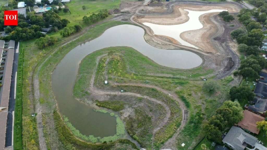 Texas turned an abandoned golf course into a 200-acre flood-control landscape; while still unfinished during Hurricane Harvey it held 100 million gallons of water