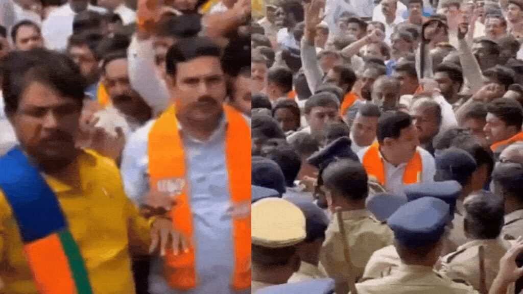 Watch: Tension grips Vidhana Soudha as Karnataka BJP leaders try to force entry during Valmiki scam protest | Bengaluru News
