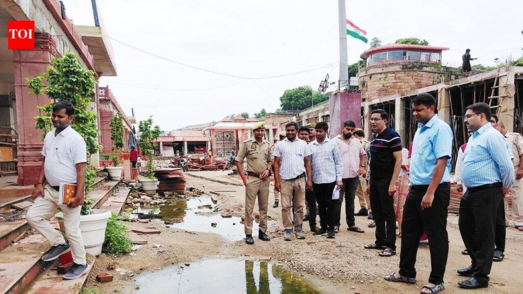 Stone carving quality on Bade Hanuman temple corridor pillars under scrutiny, contractor pulled up | Prayagraj News