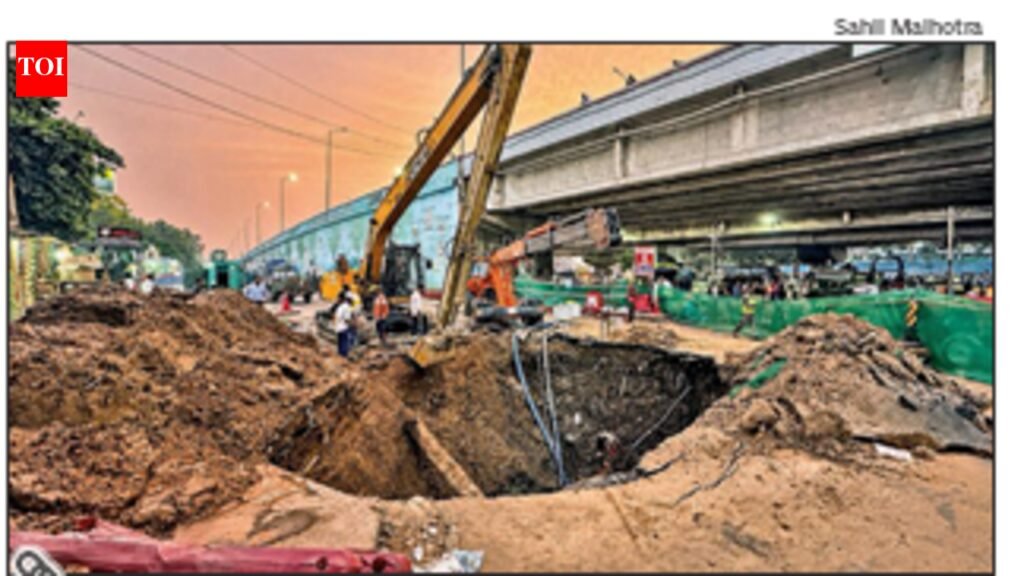 IFFCO Chowk cave-in repair starts, traffic diversion to continue for 5 days in Gurgaon | Gurgaon News