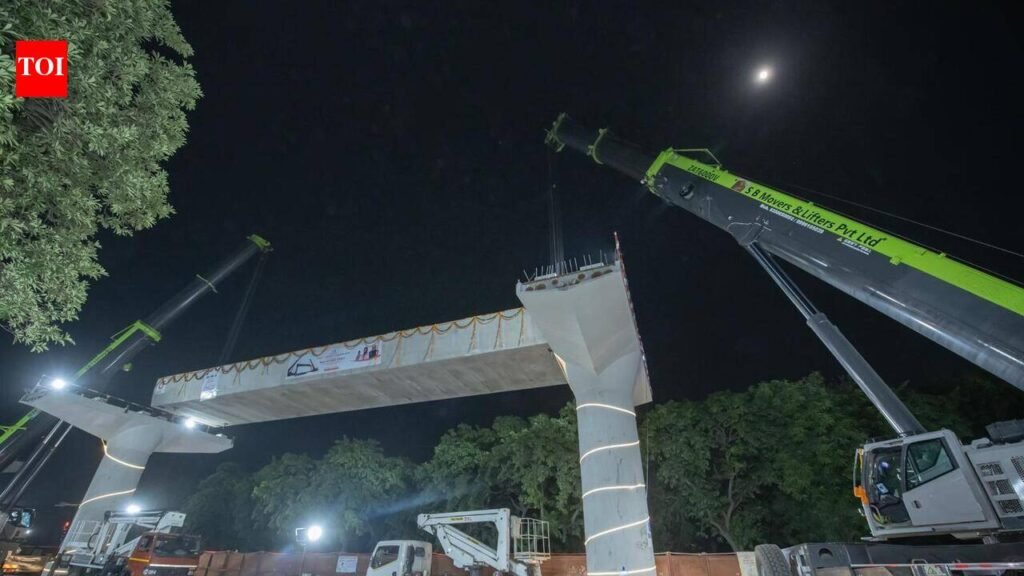 First U-girder to lay Gurgaon metro tracks placed near Cyber Park | Gurgaon News