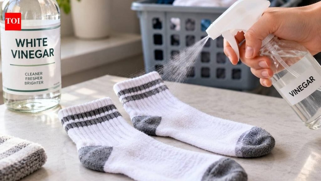 Sock Odour Solution: Spraying vinegar on socks before washing them: What it does and why this simple laundry hack is recommended