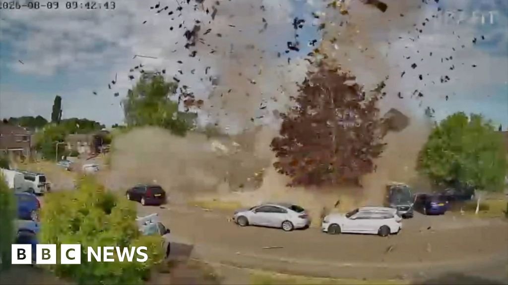 Bungalow destroyed in explosion near Milton Keynes caught on film