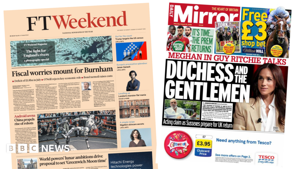 Newspaper headlines: ‘Fiscal worries mount’ and ‘Meghan in Guy Ritchie talks’