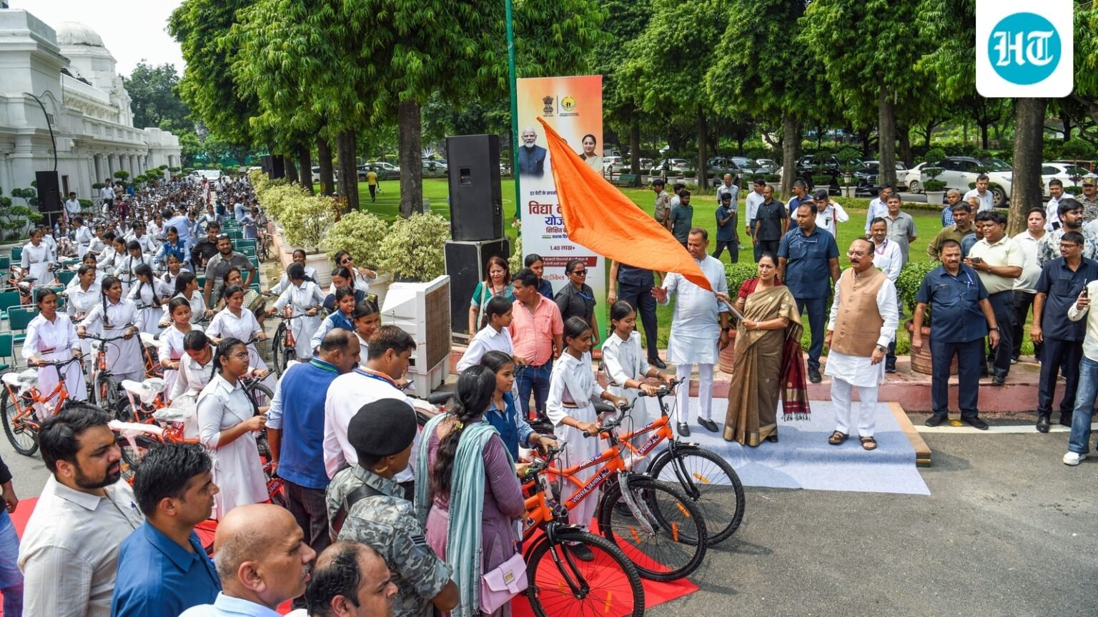 Delhi CM Rekha Gupta distributes bicycles to 200 Class 9 girl students of govt schools