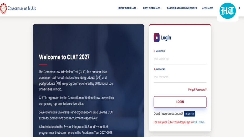 CLAT 2027 registration begins at consortiumofnlus.ac.in, direct link to apply here