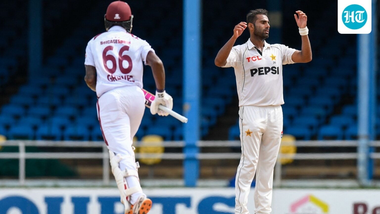 Justin Greaves resists Pakistan bowlers on the opening day of the second Test at Trinidad with solid unbeaten fifty