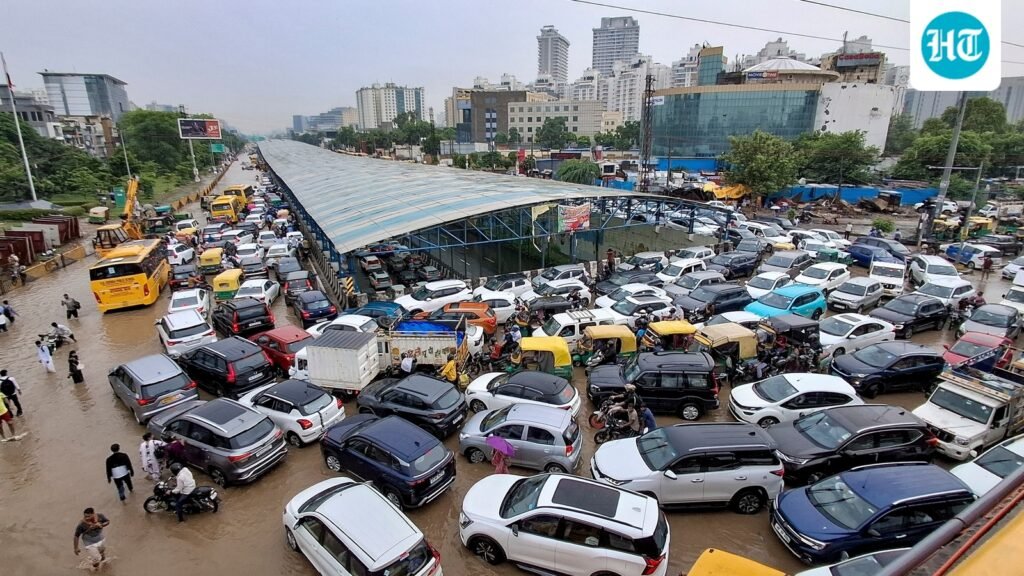 Waterlogging, traffic jam in Gurugram amid rains, Noida fares no better