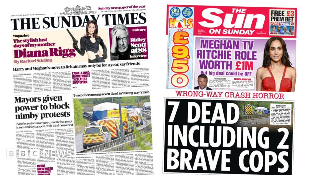 Newspaper headlines: ‘Power to block nimby protests’ and Meghan ‘deal could be off’