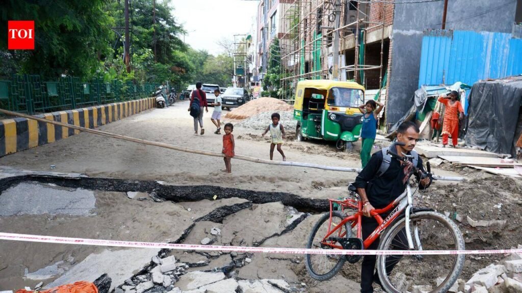 2 mths after repair, Indirapuram road caves in again | Noida News