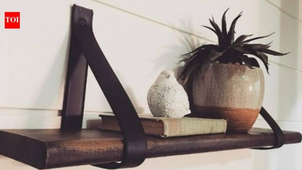 DIY Home Decor Hack: Turn old belts into stylish floating shelf brackets to save money and add style idea