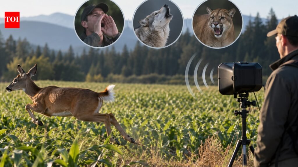 Scientists played human shouts, wolf and cougar calls near British Columbia crop fields; deer fled 64% of the time from human voices, but quickly learned to ignore the deterrents