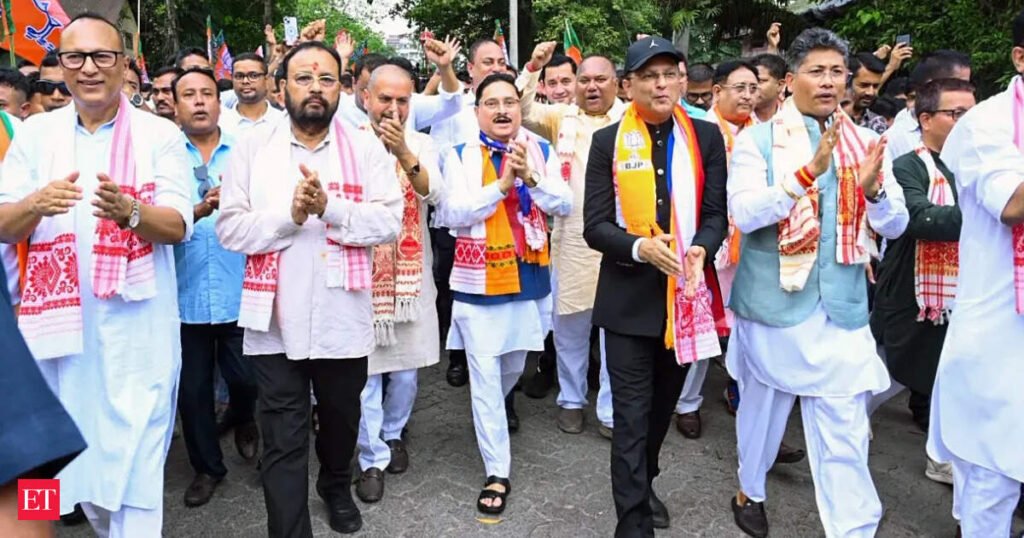 Thousands rally behind BJP candidate Debashish Sharma as he files bypoll nomination from Assam’s Nagaon