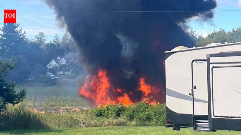 US F-16 fighter jet crashes in Michigan, bursts into flames