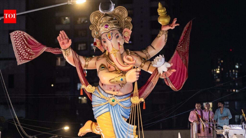 Charming Ganpati idols nestle amid crescent moon and soft clouds | Mumbai News