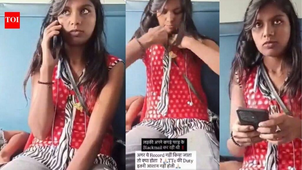 “He is touching my clothes”: Woman without ticket argues with TTE, tears her own clothes and allegedly threatens him with a case; watch