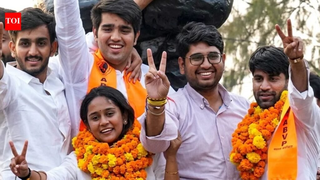 After summer of student anger, ABVP’s win at DU lifts BJP mood | Delhi News