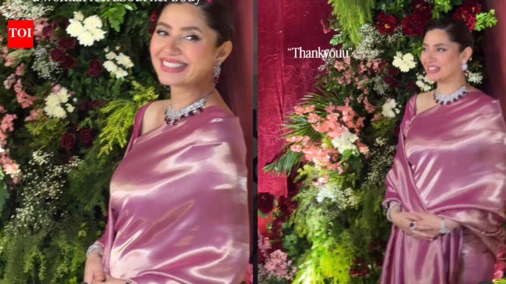 Mahira Khan: Pregnant and glowing! Mahira Khan looks breathtaking in a glossy pink satin saree with a statement diamond choker