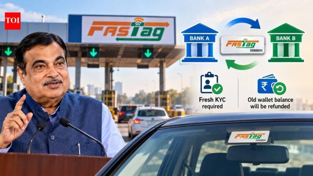 Nitin Gadkari has launched OneTag: FASTag users can now switch issuer banks without changing the physical tag or Tag ID; fresh KYC is required and old wallet balance will be refunded