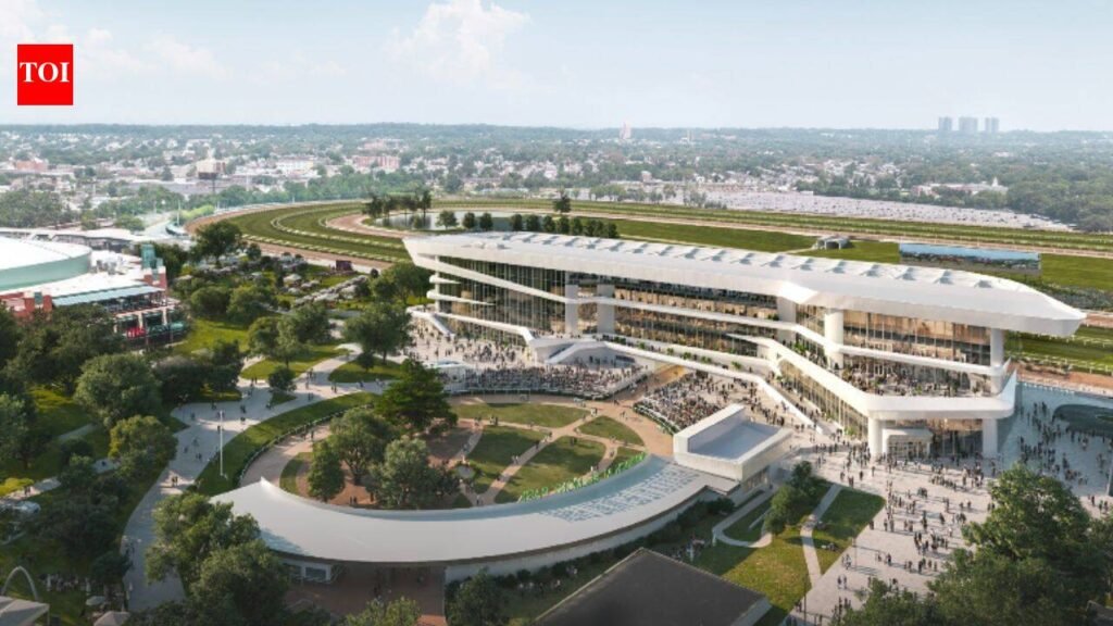 New York rebuilt Belmont Park for $555 million after closing it for three years; the new grandstand is one-fifth the old size, four tracks are new and year-round racing is coming for the first time