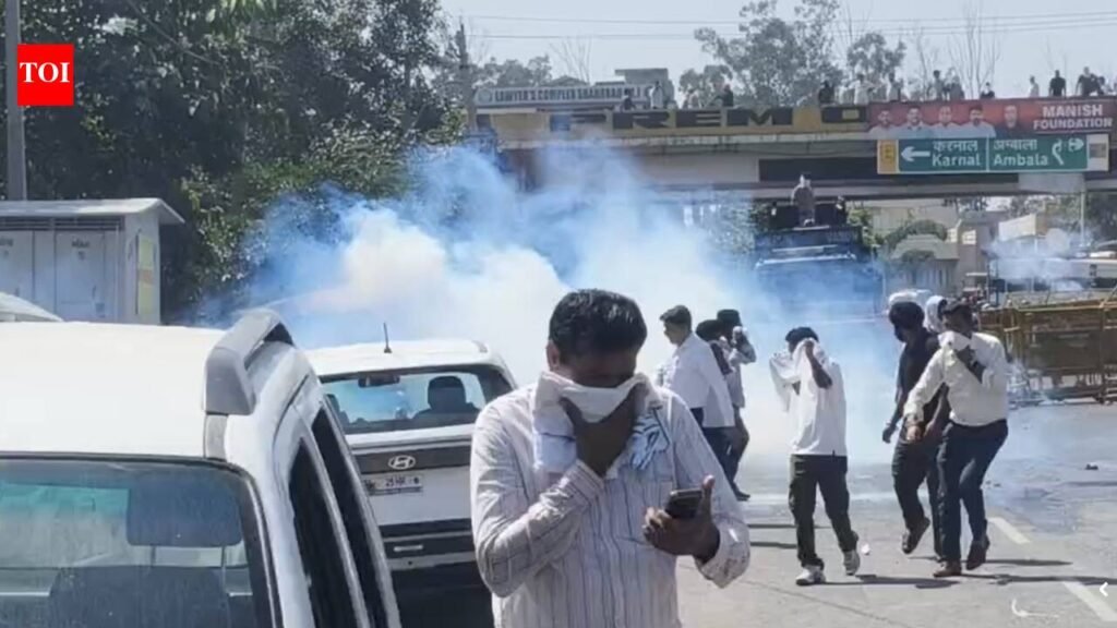 Tear gas, water cannons: Cops stop farmers from blocking GT Road for early paddy procurement | Chandigarh News