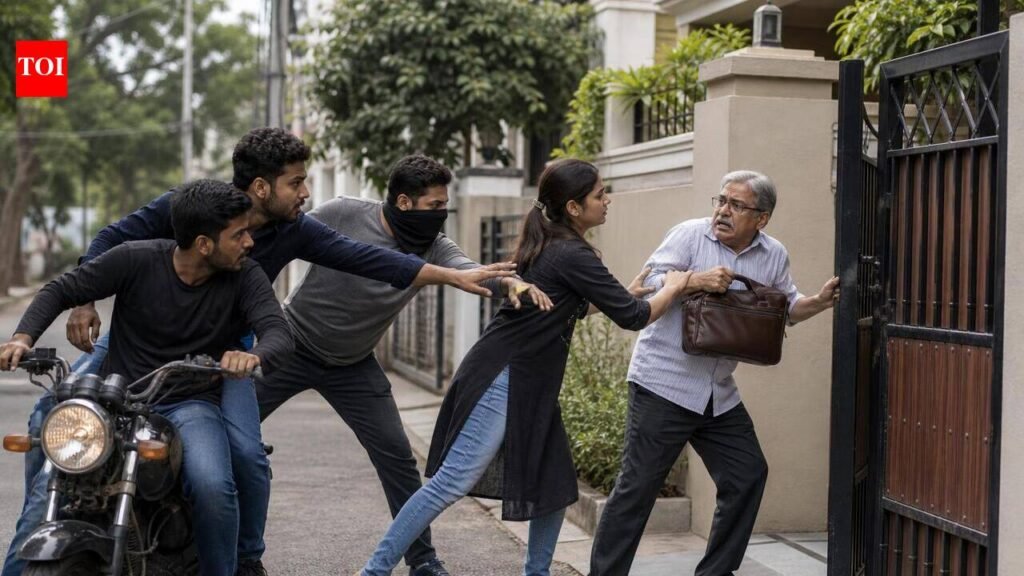 Pune woman foils robbery bid by 3 men, shields battery dealer from billhook attack | Pune News