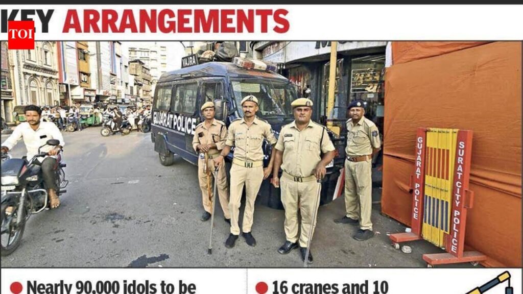 Security blanket for city’s Ganesh Visarjan; 90,000 idols to be immersed today | Surat News