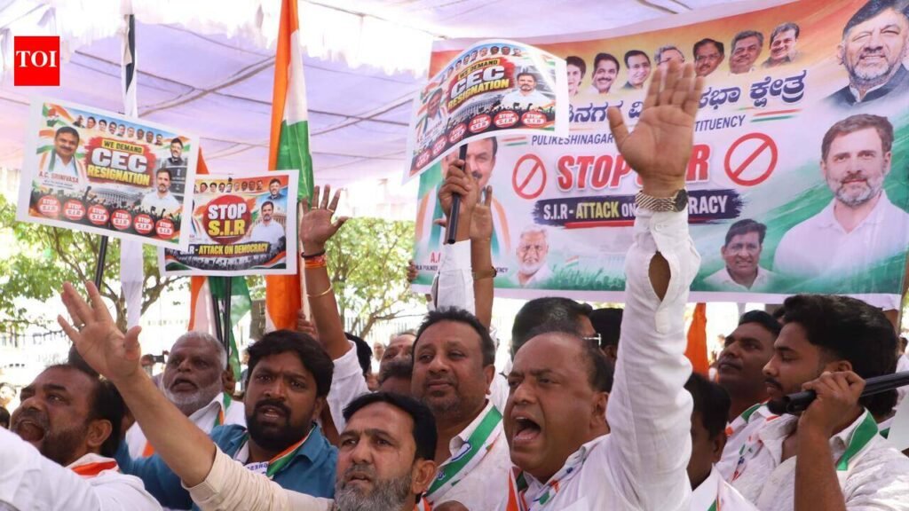 Congress stages protest in Bengaluru, demands CEC’s resignation and arrest | Bengaluru News