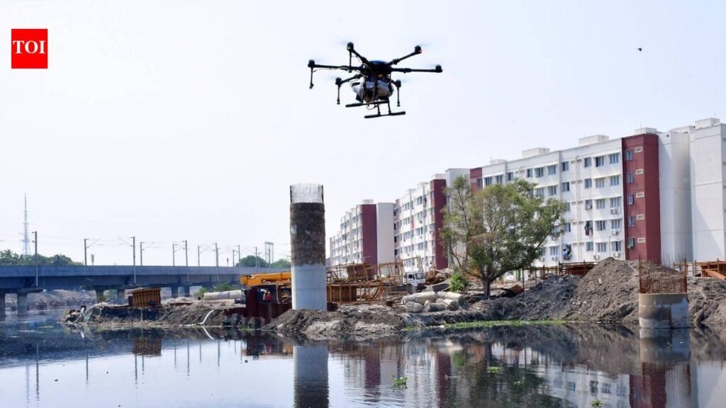 GCC flies drone to spray larvicide over Cooum | Chennai News