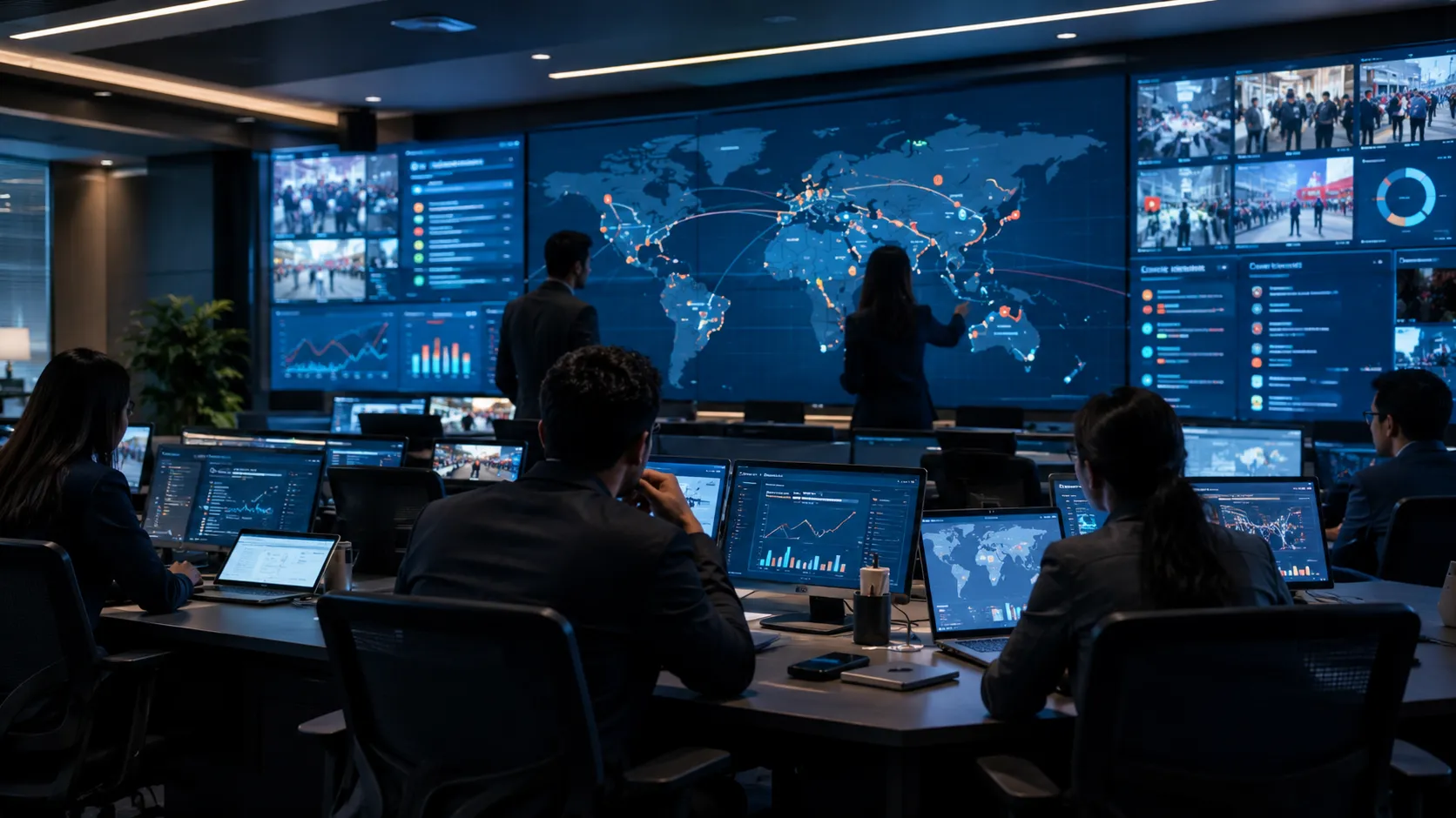 Central Campaign War Room Command Center and Multi-Screen Telemetry