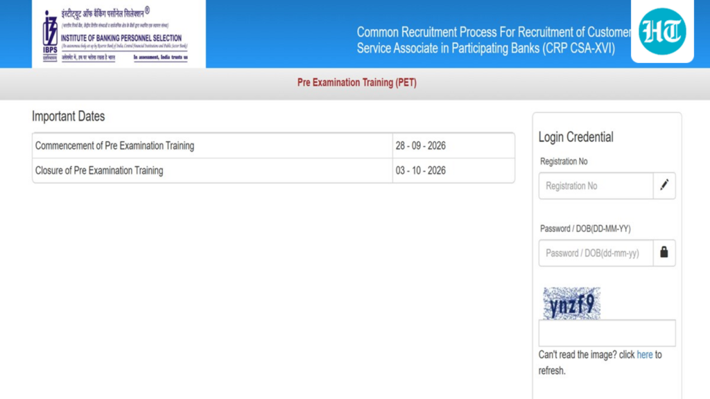IBPS Clerk Exam 2026: Customer Service Associate PET link activated at ibps.in, here’s how to appear