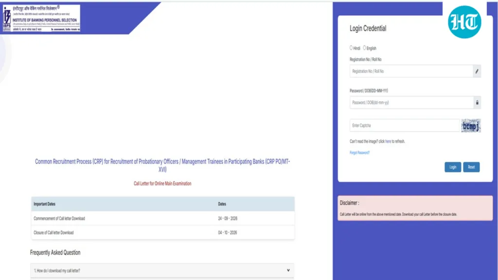 IBPS PO Mains Admit Card 2026 released at ibps.in, direct link to download here