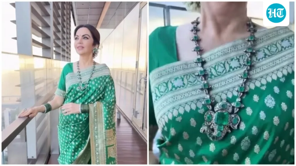 Nita Ambani dazzles in unique Ganpati necklace, emerald saree at Antilia photoshoot: Decoding her Ganesh Chaturthi style