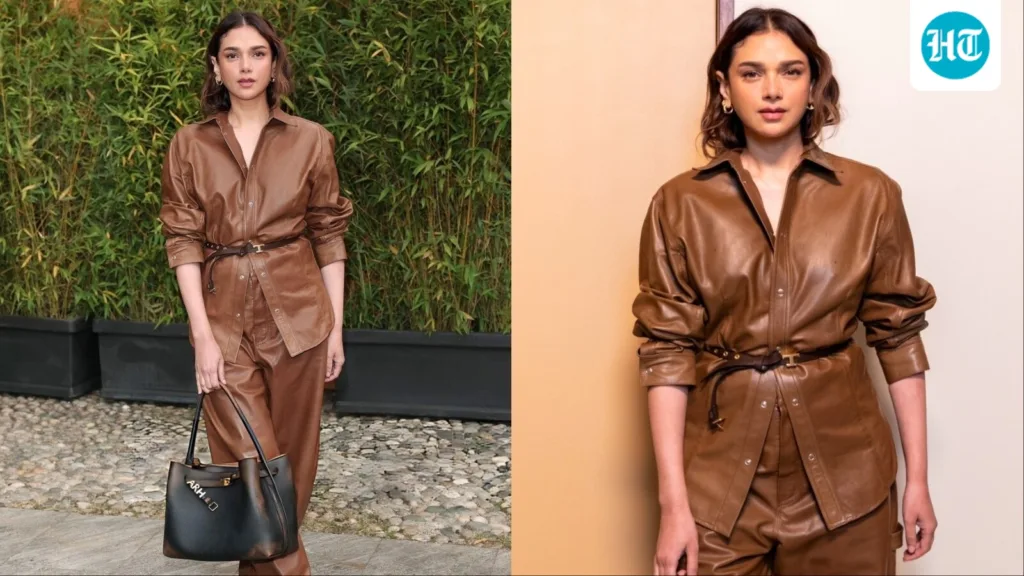 Aditi Rao Hydari arrives in a head-to-toe leather look at Milan Fashion Week