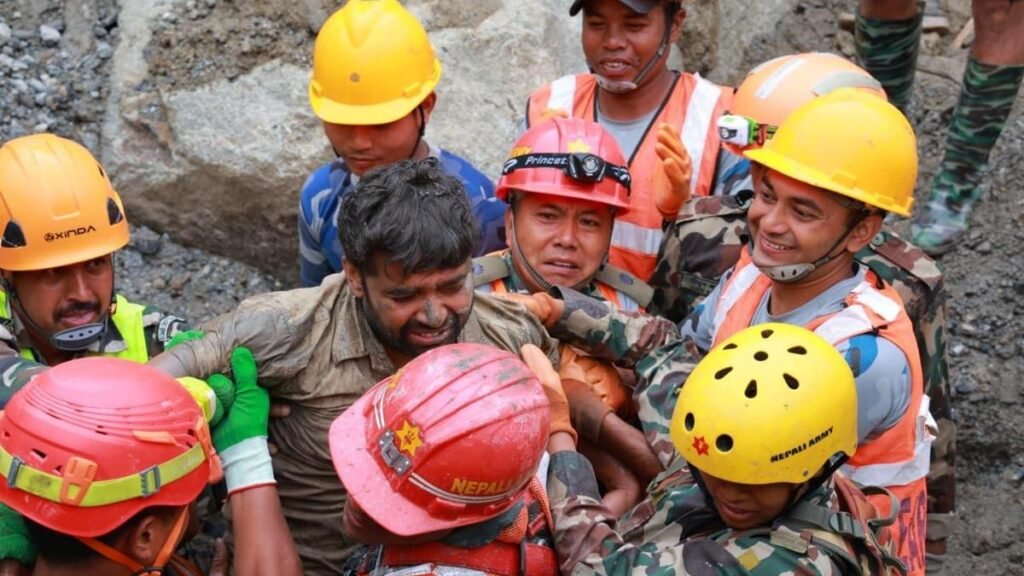 Nepal flash floods aftermath LIVE: Two trapped workers rescued alive from a tunnel in Nepal