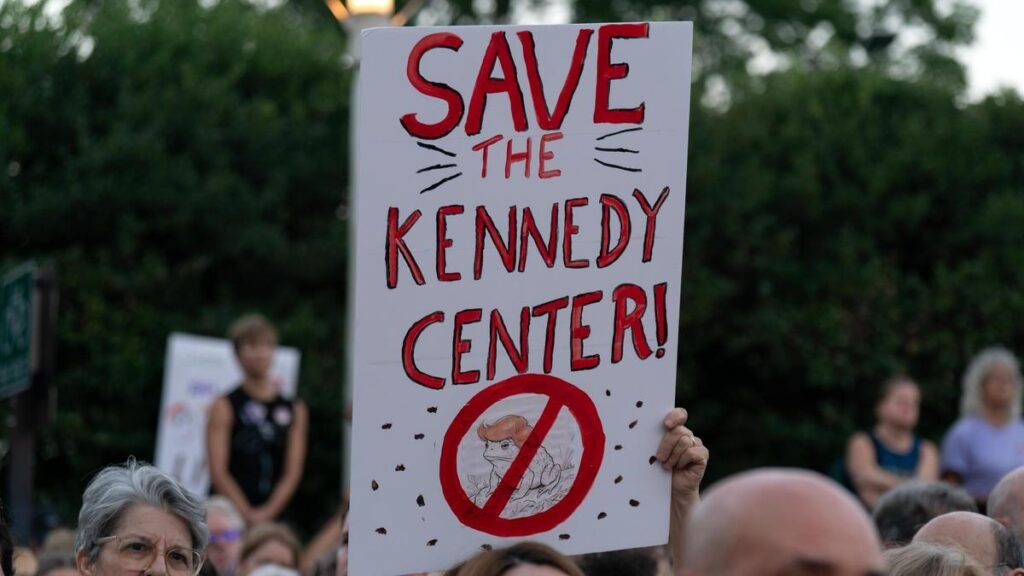 Protesters form human chain at Kennedy Centre after Trump threat