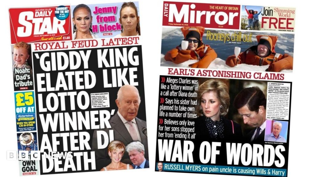 Newspaper headlines: ‘Giddy King’ and ‘war of words’ over Earl Spencer book