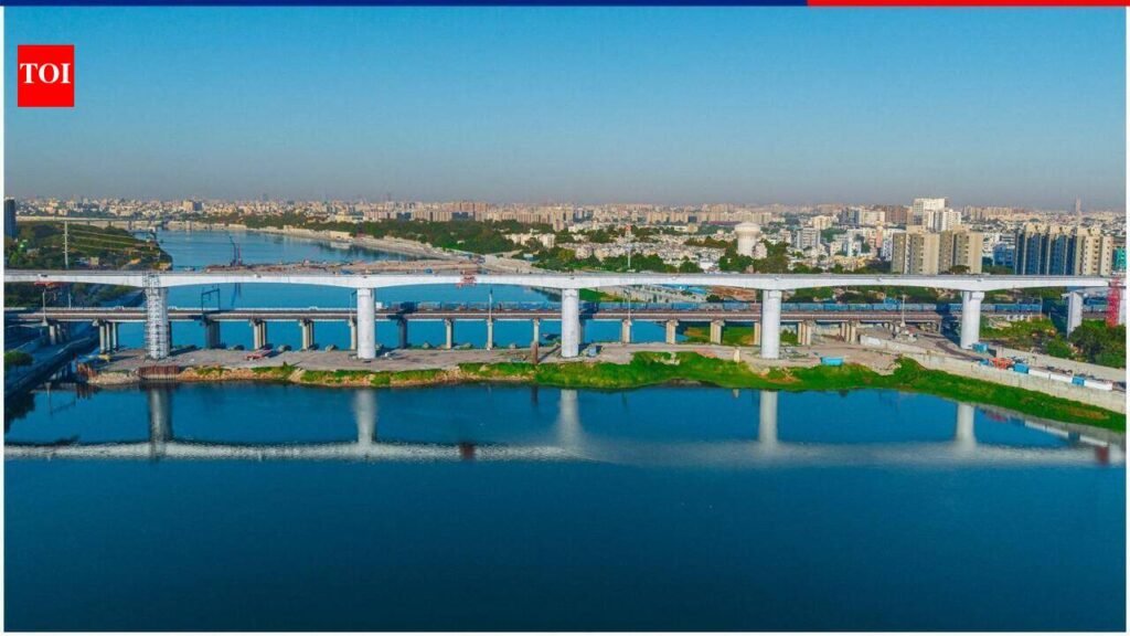 480m bullet train bridge over Sabarmati completed in Ahmedabad | Ahmedabad News