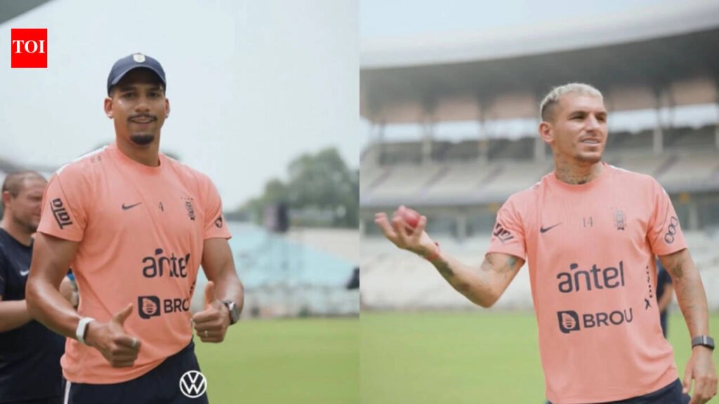 Uruguay Football Team: Watch: Two-time FIFA World Cup champion Uruguay play cricket at Eden Gardens ahead of Kolkata friendly | Football News
