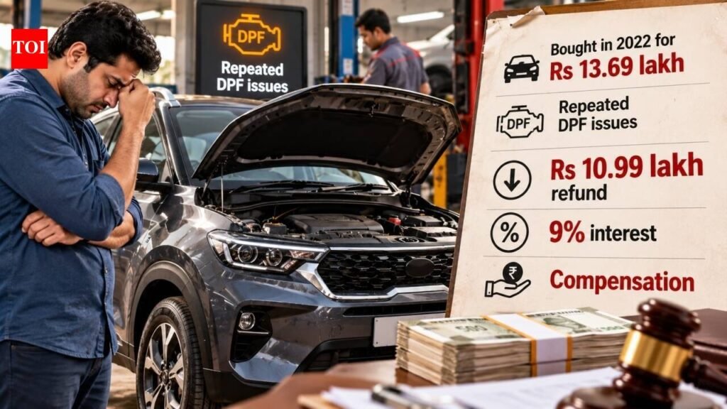 He bought a diesel SUV for Rs 13.69 lakh; but repeated DPF issues followed; consumer commission finds deficiency in service and awards Rs 10.99 lakh refund, 9% interest and compensation