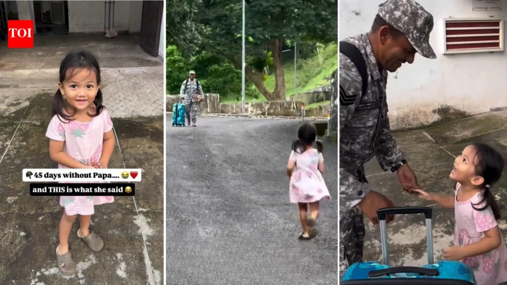 “Mumma, Papa kab aayenge?” Little girl’s 45-day wait ends in sweetest reunion with Army officer dad, video leaves people emotional