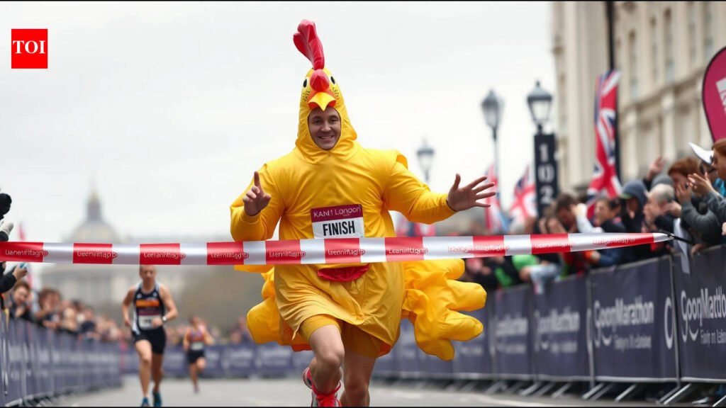 A man ran 26.2 miles in a giant inflatable chicken costume; he broke a Guinness World Record while raising more than £2,200 for vulnerable children | World News