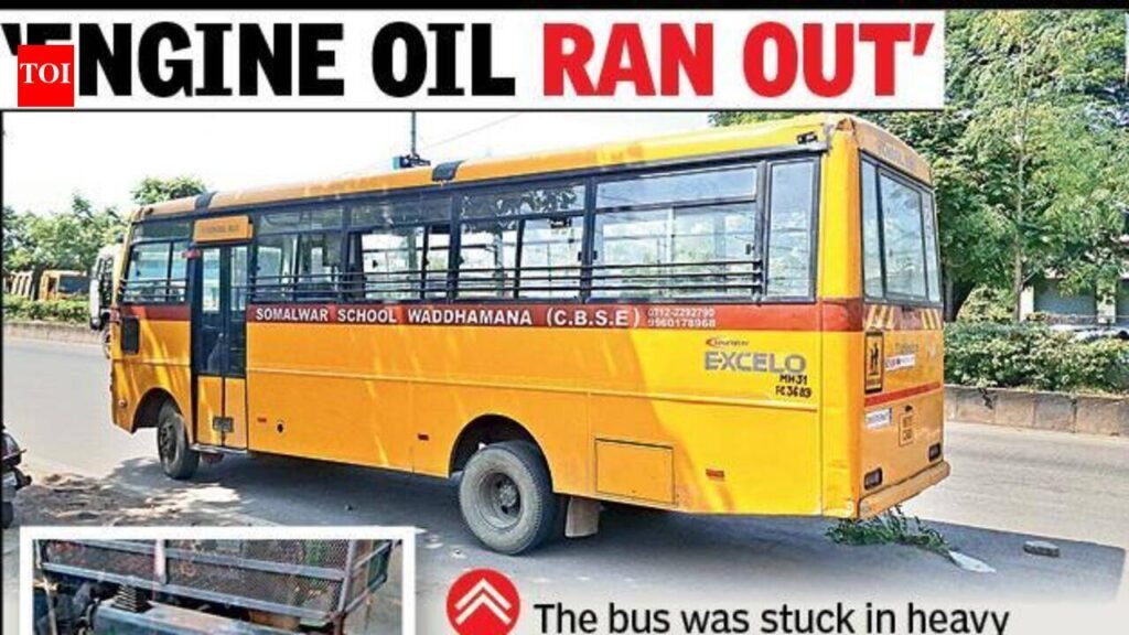 Smoke From School Bus Sparks Fear At Wathoda Sq, 35 Kids Safely Evacuated | Nagpur News