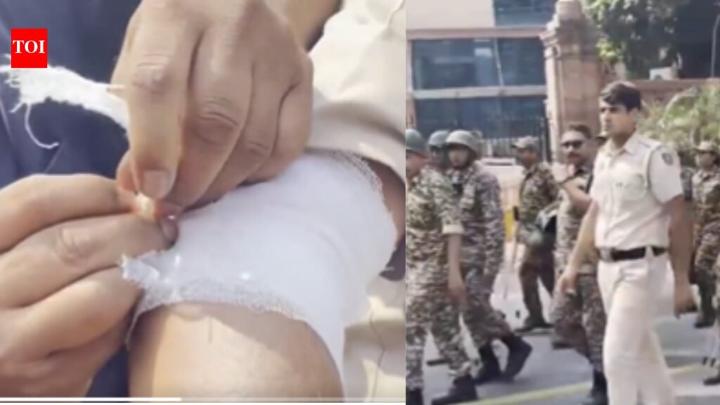 Delhi CJP stir: 2 cops injured after stone pelting near Akashwani Bhawan | Delhi News